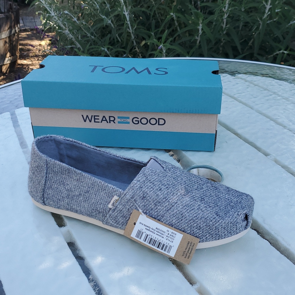 Toms Ultimate Gray Sparkle Knit Alpargata Women's Size 10 NWT